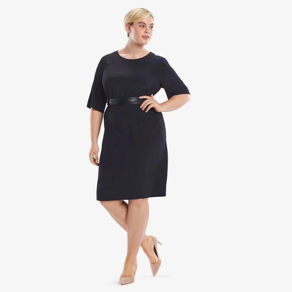 MM. Lafleur Elks Silk Blend Dress Plus Size 1X Navy - Picture 2 of 11